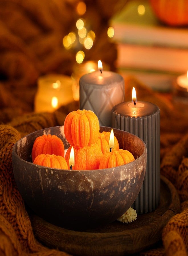 Conelist 2 Pcs Thanksgiving Scented Candle 5.9'' Fall Autumn Pumpkin Candle Decoration Spice Soy Wax Scented Coconut Bowl Tables Decor for Home Bedroom Bathroom Holiday Farmhouse Party Gift - Image 2